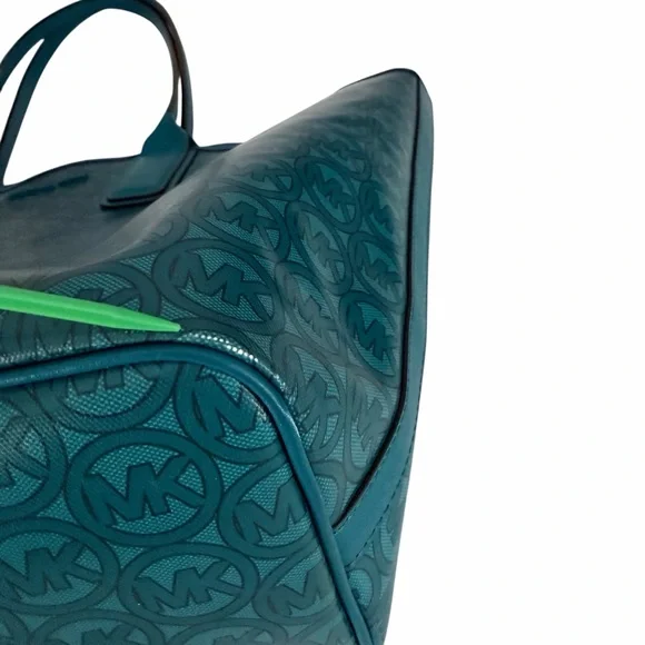 MICHAEL KORS teal Jodie large logo jacquard tote one size - Picture 13 of 15